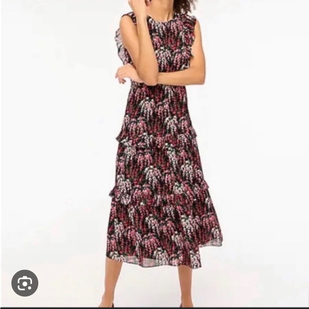 Floral tiered dress with ruffle details - size 8